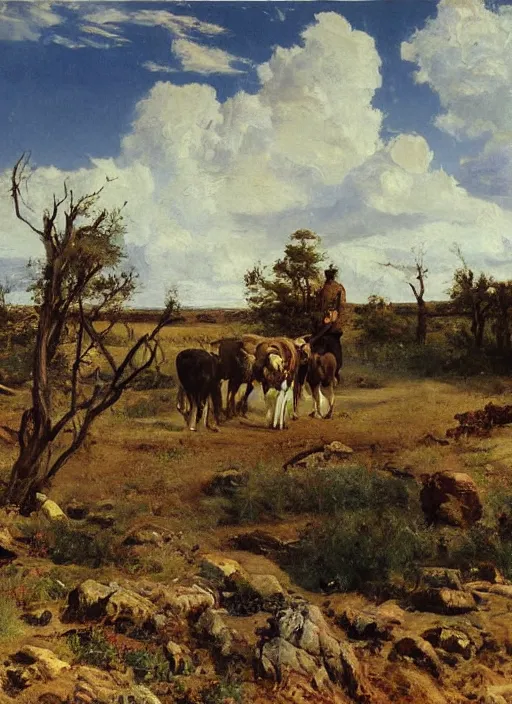 Prompt: artwork painting of texas by wlop, eugene von guerard, ivan shishkin, john singer sargent