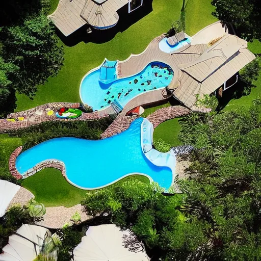 Image similar to “house with lazy river around it”