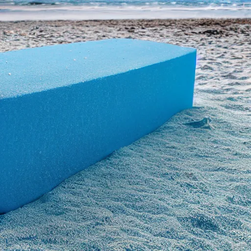 Image similar to refrigerator made of blue sand on the beach