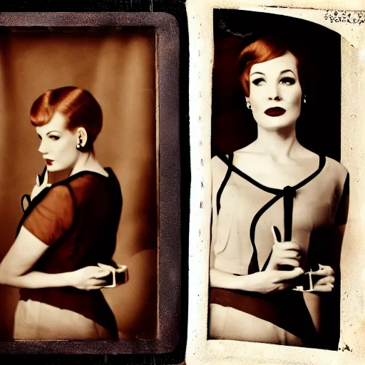 Image similar to photography of joan holloway from mad men, tintype, deregoue