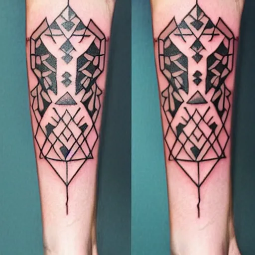 Prompt: tattoo design, stencil, tattoo stencil, traditional, a world famous tattoo of a geometric table-s 100