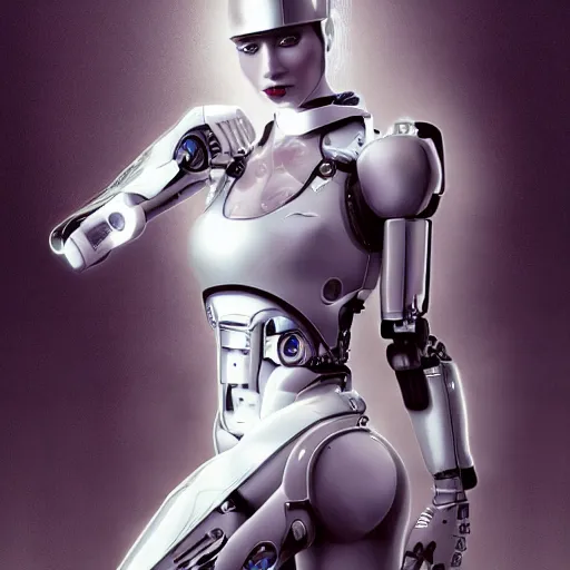 Image similar to beutiful white girl cyborg, full shot, alfred kelsner, artstaition, epic composition