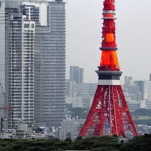 Prompt: tokyo tower collapsed by missile