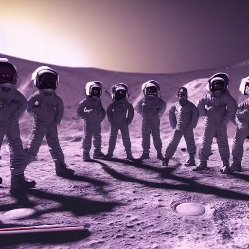 Image similar to a realistic matte painting of a hip hop concert on the moon, detailed, 8 k,