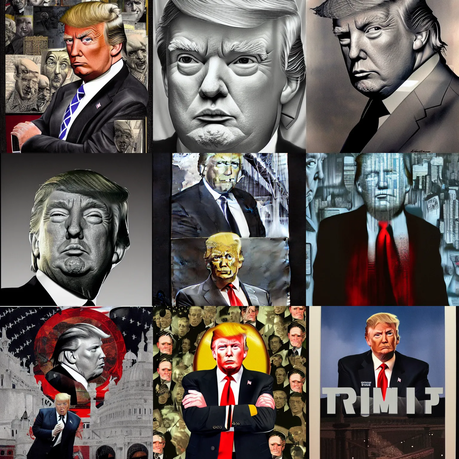 Prompt: portrait of donald trump, insanely detailed matte painting, by dave mckean