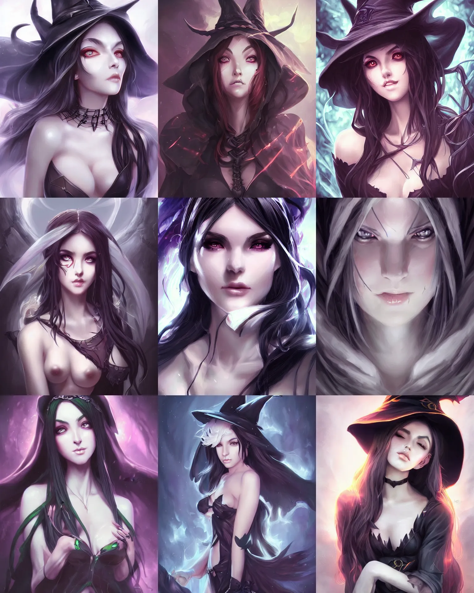 Prompt: beautiful portrait of a Witch who looks like Albedo, Overlord anime character design by Ross Tran, artgerm detailed, soft lighting