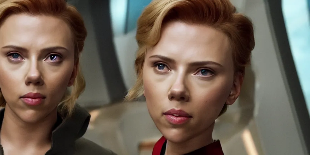 Image similar to Scarlett Johansson is the captain of the starship Enterprise in the new Star Trek movie