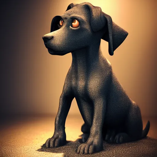 Prompt: puppy as a mafia gangster, statue, 4k, volumetric lighting, hyper realistic