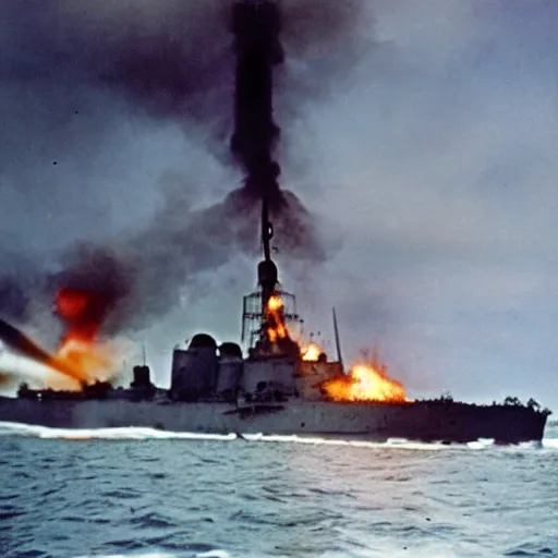 Image similar to color photograph of uss texas bb - 3 5 providing fire support during the normandy beach landings on june 6, 1 9 4 4, photography, imax, cinematic