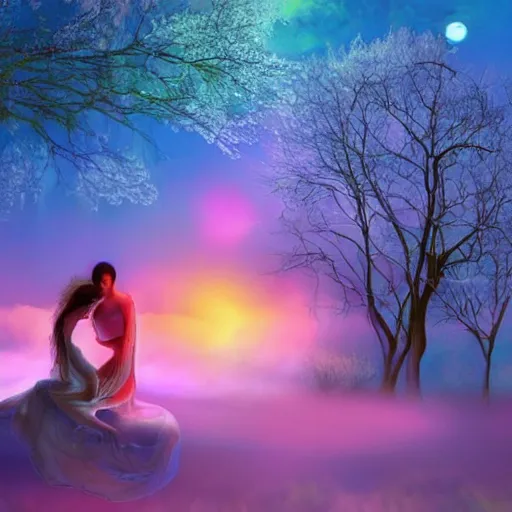 Image similar to beautiful anima dream, colour, nature, scenes, light, connection, relationship