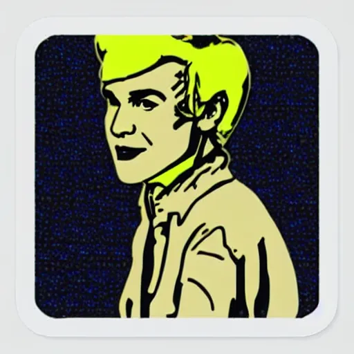 Image similar to cute cartoonish andy warhol self - portrait sticker