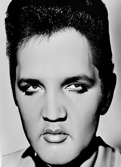 Prompt: photo closeup portrait of superstar elvis presley by yousuf karsh