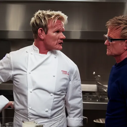 Prompt: Gordon Ramsay shouts at Walter White, 4k image