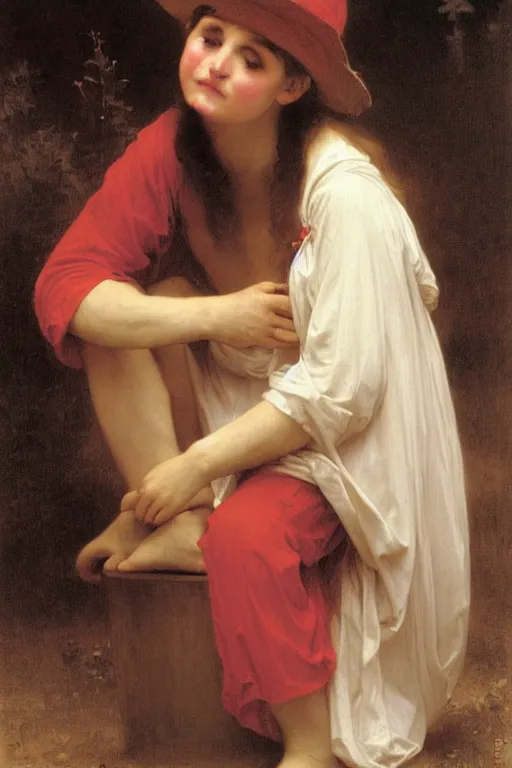 Image similar to sad clown by bouguereau