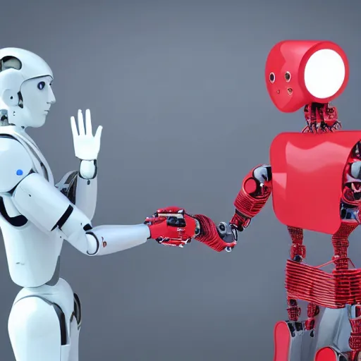 Image similar to humans and ai robots interacting in the future