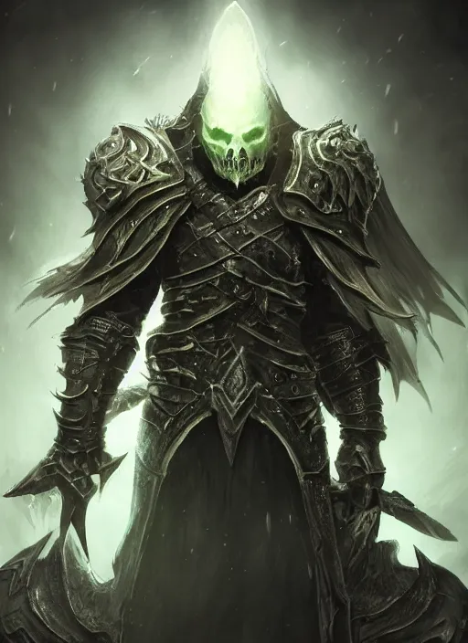 Image similar to death knight, ultra detailed fantasy, elden ring, realistic, dnd character portrait, full body, dnd, rpg, lotr game design fanart by concept art, behance hd, artstation, deviantart, global illumination radiating a glowing aura global illumination ray tracing hdr render in unreal engine 5