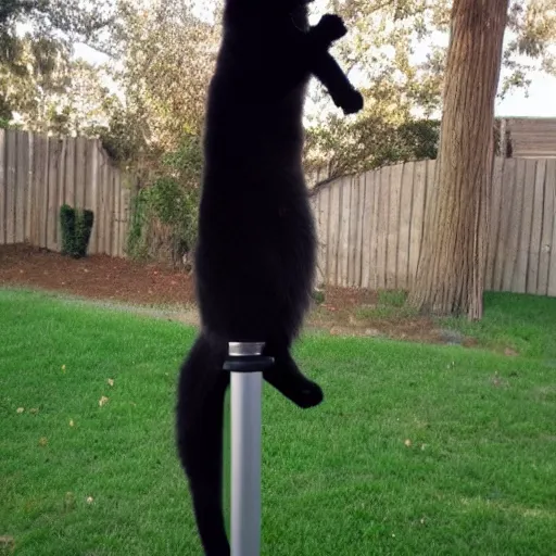 Image similar to chubby black cat doing pole dance