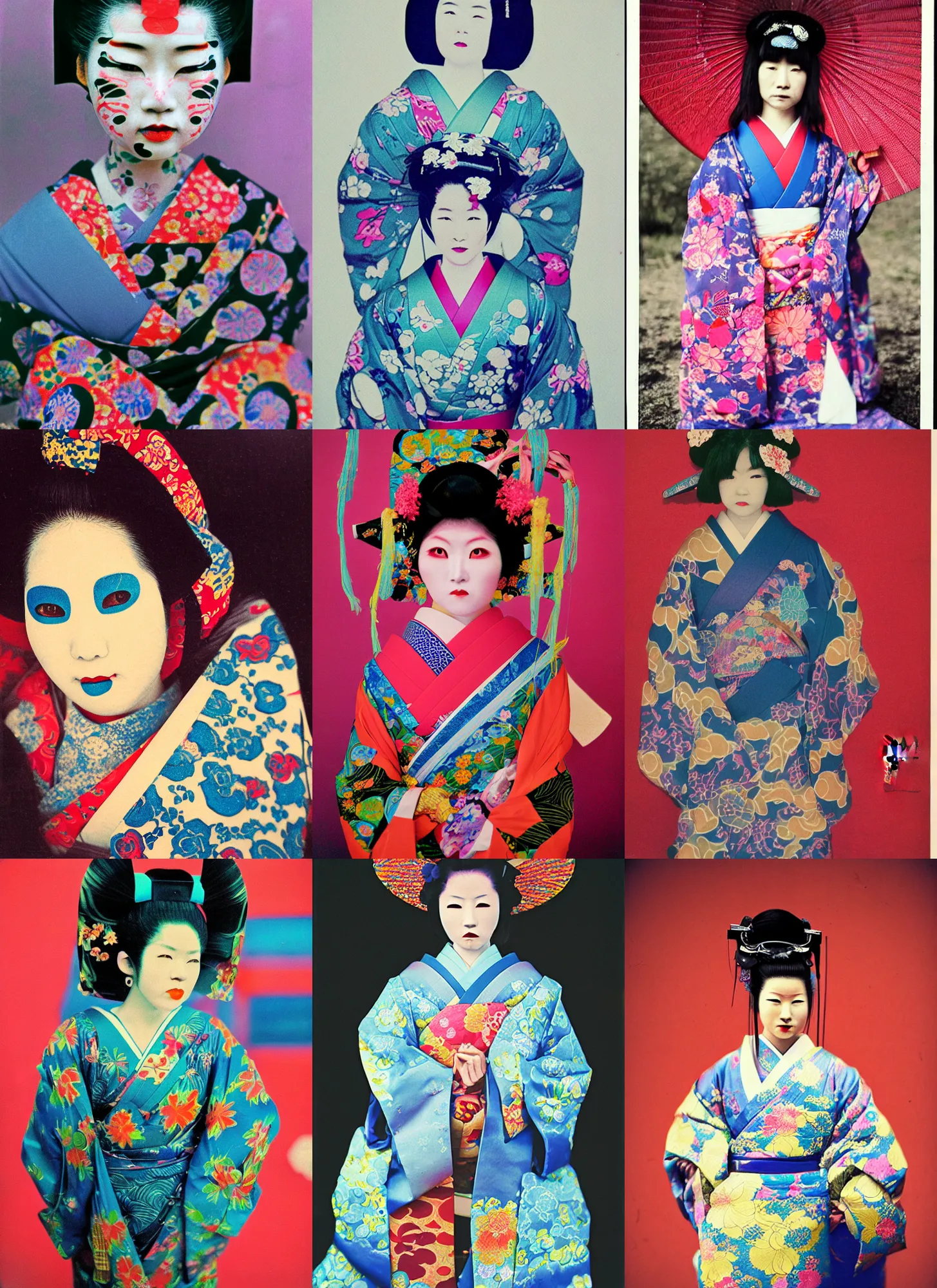 Prompt: Portrait Photograph of a Japanese Geisha Psychedelic Blues 400 #5