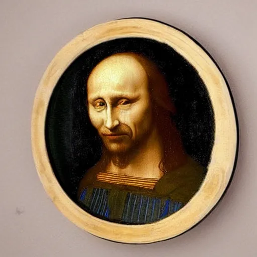 Image similar to rat with Putin's face, painting in the style of leonardo da vinci