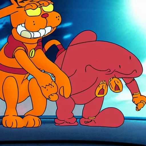 Image similar to garfield in the third impact, neon genesis evangelion, anime