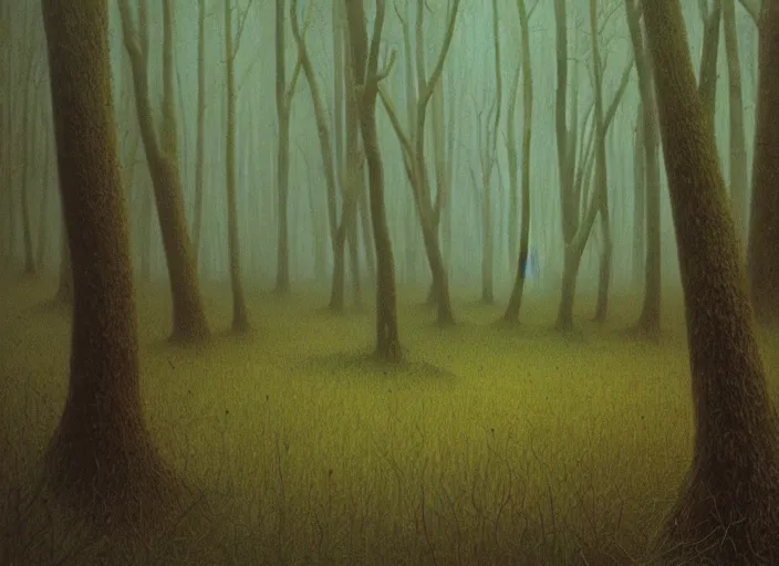 Image similar to a forest by zdzislaw beksinski, matte painting, aesthetic
