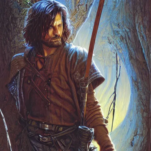 Image similar to Strider woodsman Aragorn by Mark Brooks, Donato Giancola, Victor Nizovtsev, Scarlett Hooft, Graafland, Chris Moore