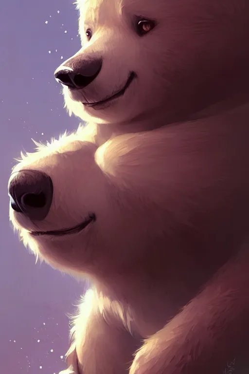 Image similar to cute cartoon bear, sharp focus, illustration, highly detailed, digital painting, concept art, matte, art by wlop and artgerm and greg rutkowski and alphonse mucha, masterpiece