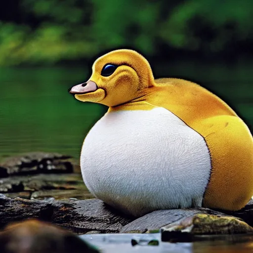 Image similar to national geographic professional photo of psyduck, award winning