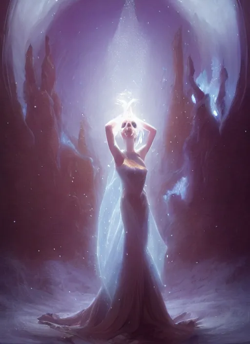 Prompt: a mage casting a frost spell by charlie bowater and john howe and delphin enjolras