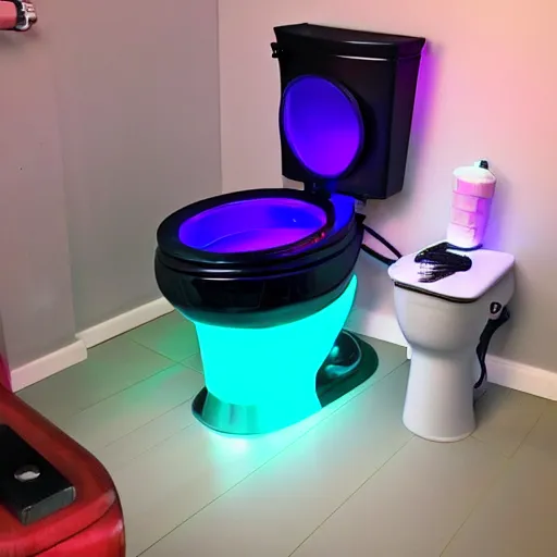 Gamer toilet with fancy LED, fans and glass : r/weirddalle