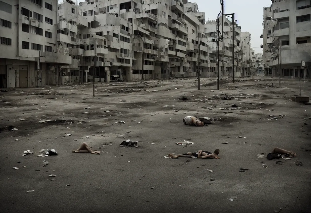 Image similar to sad and heartbreaking photo of an empty location in tel aviv, cinematic scenery, art by gregory crewdson