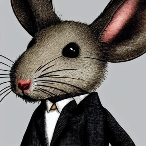 Prompt: a mouse in a suit. a rabbit in a suit. shacking hands. cartoon