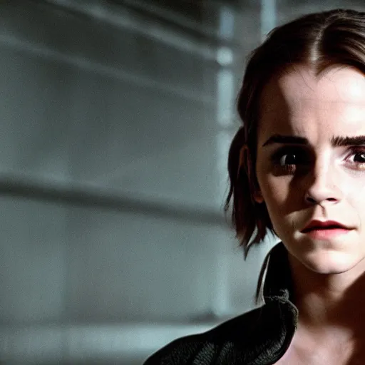 Prompt: emma watson starring in the new alien movie, 8 0 s movie, cinematic, movie poster, dark, moody