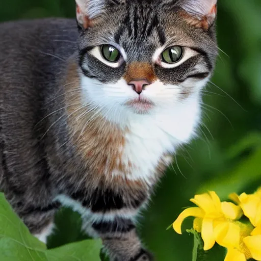 Prompt: photo of a hybrid between a cat and a bumblebee