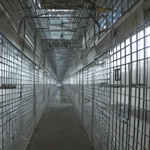 Prompt: robocop penitentiary, clear prison walls