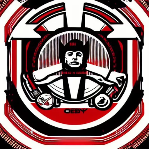 Prompt: an Obey style logo of Elon Musk by Shepard Fairey