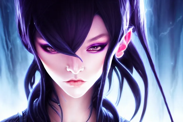 Image similar to veiled black dressed summoner girl and her ego weapons fighting against the outer gods. desert valleys, box office hit, fantasy and cosmic horror movie, unreal engine, intricate, highly detailed 8 k, ambient occlusion, extremely beautiful and aesthetic shape of face and body, art by hiroaki samura and ilya kuvshinov and rossdraws