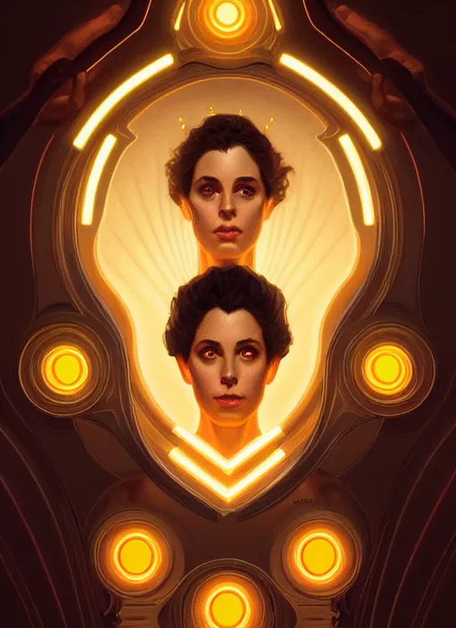 Image similar to symmetry!! portrait of seinfeld, glowing lights!! intricate, elegant, highly detailed, digital painting, artstation, concept art, smooth, sharp focus, illustration, art by artgerm and greg rutkowski and alphonse mucha