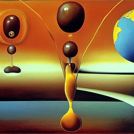 Image similar to inflation, money and supply chain hurting global population, abstract surreal oil painting by salvador dali - w 7 6 8