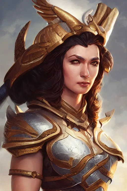 Image similar to amazon valkyrie athena, d & d, fantasy, portrait, highly detailed, headshot, digital painting, trending on artstation, concept art, sharp focus, illustration, art by artgerm and greg rutkowski and magali villeneuve