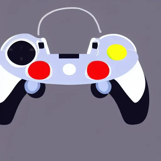 Image similar to Digital drawing of a controller with a cartoon face and a birthday hat, white backgound