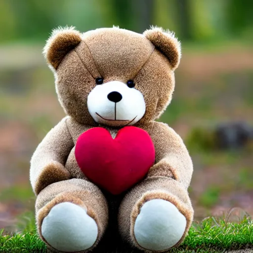 Prompt: a teddybear holding a heart in its hands