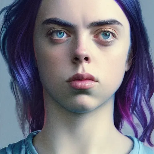 Image similar to billie eilish Perfectly-centered full body portrait-photograph of a real life god from heaven, lifelike, super highly detailed, professional digital painting, artstation, concept art, Unreal Engine 5, Photorealism, HD quality, 8k resolution, cinema 4d, 3D, beautiful, cinematic, art by artgerm and greg rutkowski and alphonse mucha and loish and WLOP