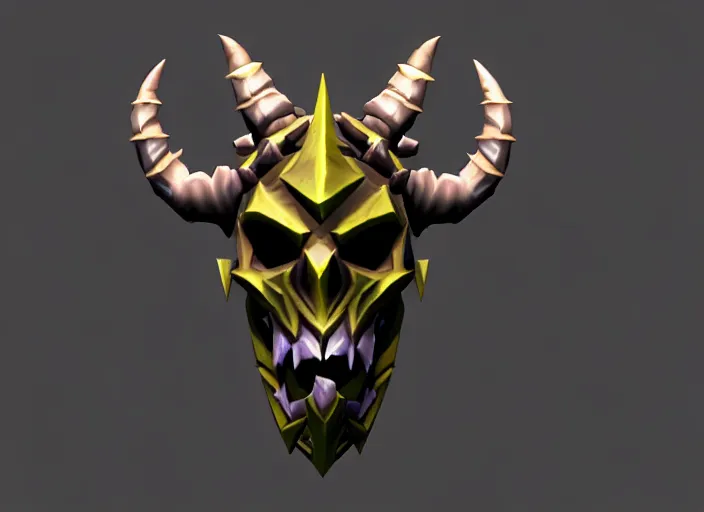 Image similar to horned skull mask, stylized stl, 3 d render, activision blizzard style, hearthstone style, darksiders art style