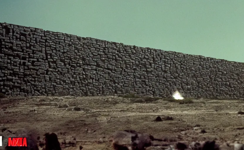 Prompt: cinematic still image of the imperial empire design mexican boarder wall, 5 0 foot wall, scene from 1 9 8 0 s star wars empire strikes back, 3 5 mm imax, moody iconic scene, action scene, beautiful detailed scene, color kodak, directed by kubrick