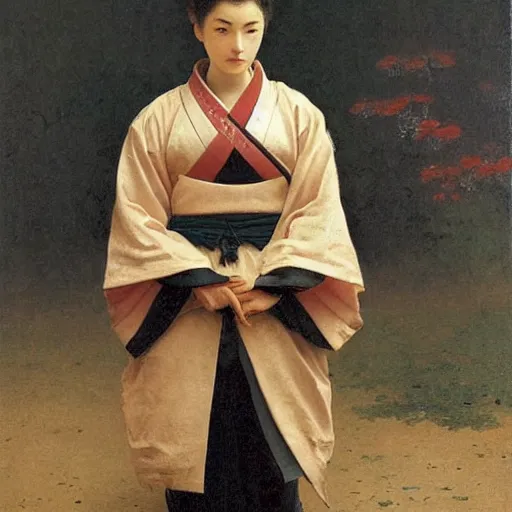 Prompt: an extremely beautiful female samurai warrior, art by auguste toulmouche and bouguereau