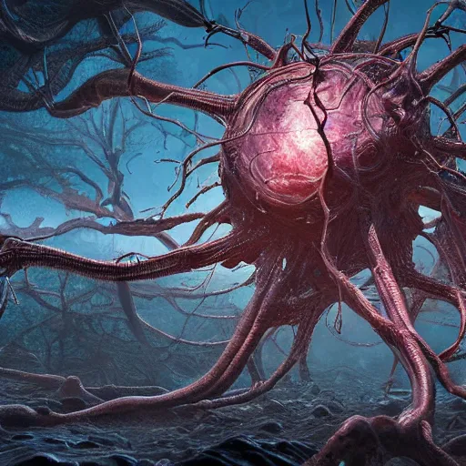 Prompt: ultra realistic illustration of immortal neuron, intricate, giant structure, alien world, scifi, unique landscape, highly detailed, digital painting, artstation, concept art, smooth, sharp focus, illustration, art by roberto digiglio and furio tedeschi and filippo ubertino