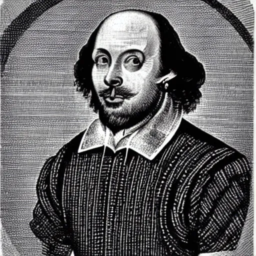 Prompt: William Shakespeare, engraving, 19 century