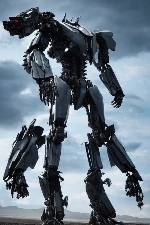 Image similar to cinematic still in westworld and pacific rim movie and real steel movie, full body mega mech by mamoru nagano