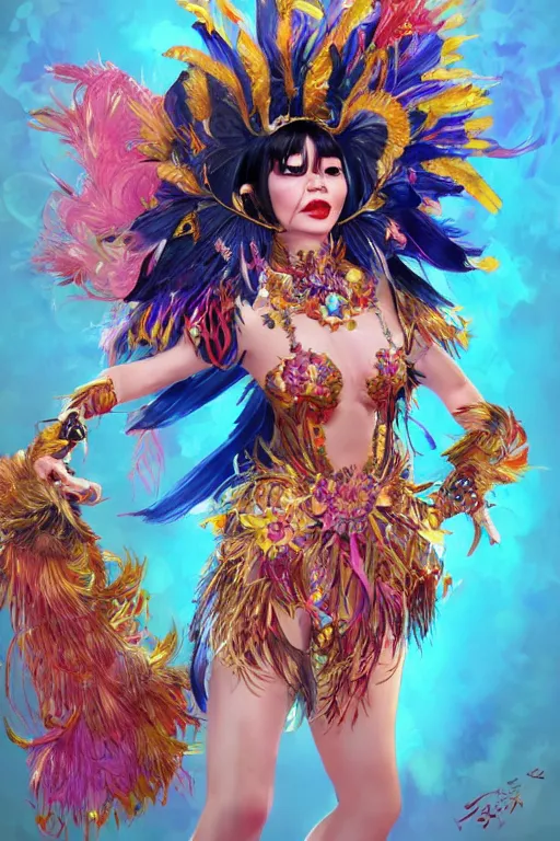 A Bjork using Brazilian Carnival Carnaval costumes in